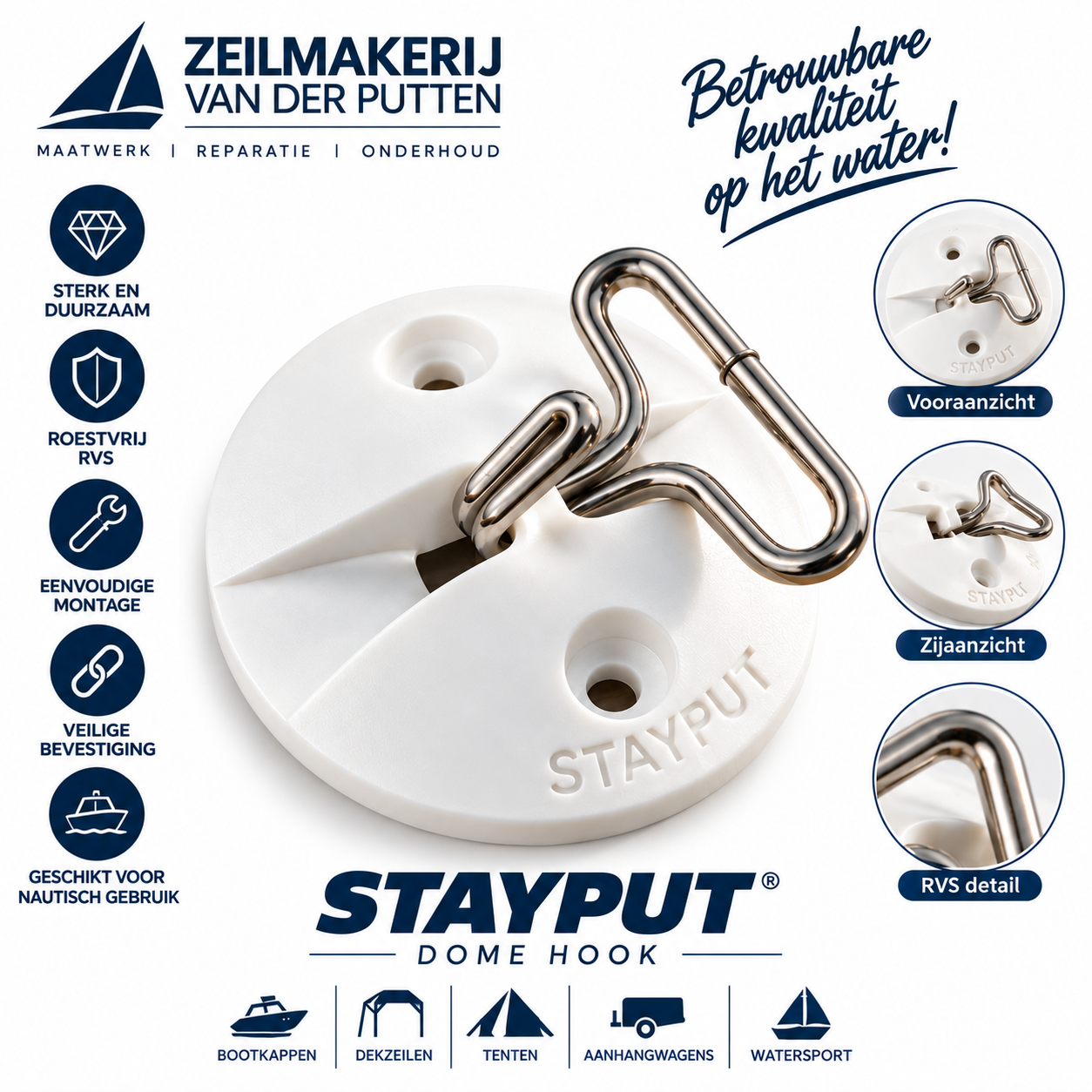 Stayput Dome hook vloerhaak sjoroog Wit