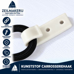 Kunststof carrosseriehaak wit – geschikt voor 8 tot 20 mm elastisch koord