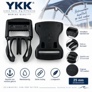 YKK kunststof klemgesp / klikgesp met verstelbare banddoorvoer 25MM