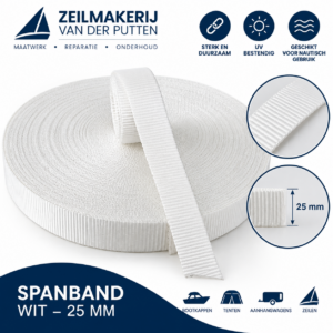 25 mm Polyester Spanband wit – per meter