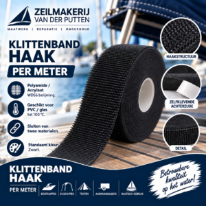 Klittenband Haak – zelfklevend & naaibaar – Zwart 20MM