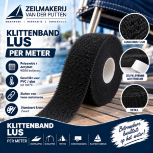 Klittenband Lus – zelfklevend & naaibaar – Zwart 20MM