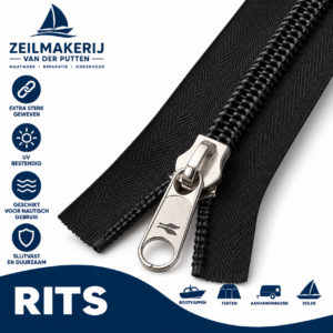 Deelbare rits 10 mm – spiraalrits – enkeldeelbaar – dubbellips zwart 5 meter
