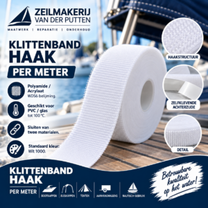 Klittenband Haak – zelfklevend & naaibaar – wit