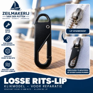 Losse rits-lip – klikmodel – zwart